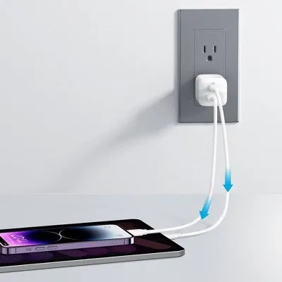 New - Anker 2-Port 33W Wall Charger with 6' Lightning to USB-C Cable - White