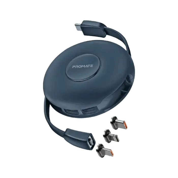 Promate Quiver 3-in-1 Retractable Magnetic Charging Cable